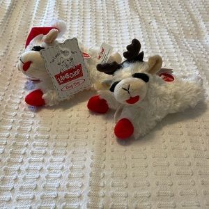 Lamb Chops wearing Santa Hat & Antlers Dog Toys